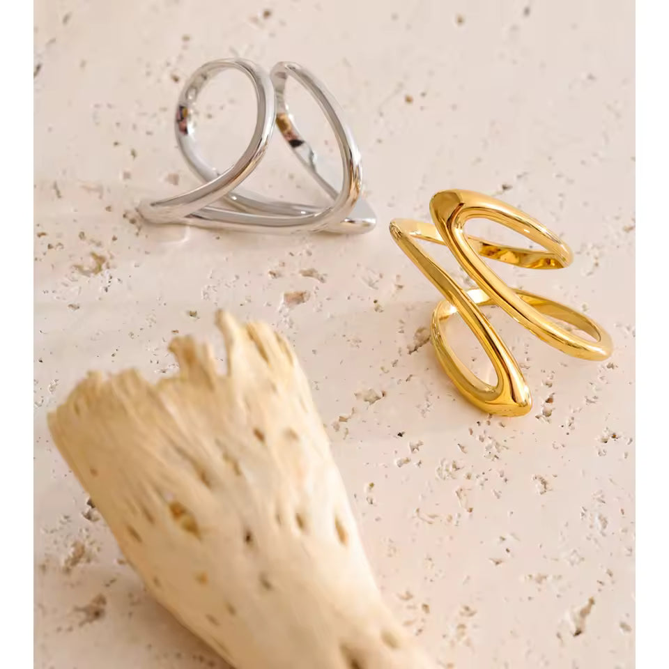 Minimalist Geometric Stainless Steel Ring – Unique Elegant Design