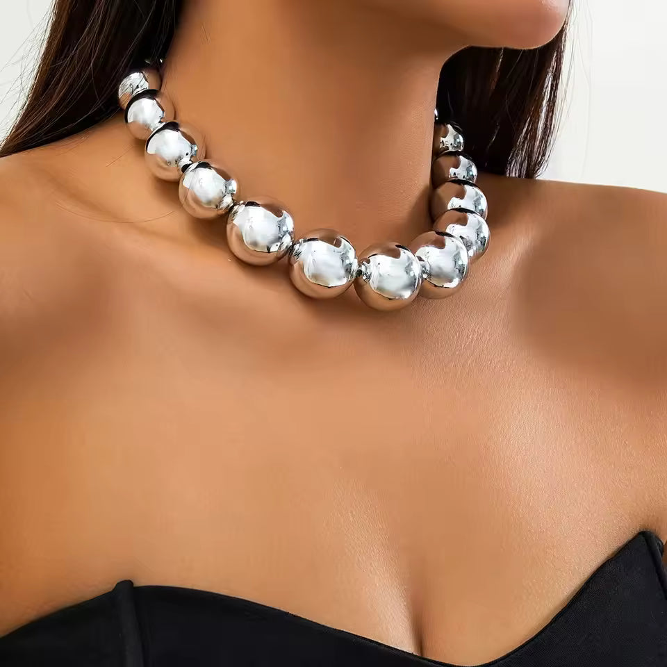 Oversized Acrylic Chain Necklace – Chunky Ball Jewelry for Women