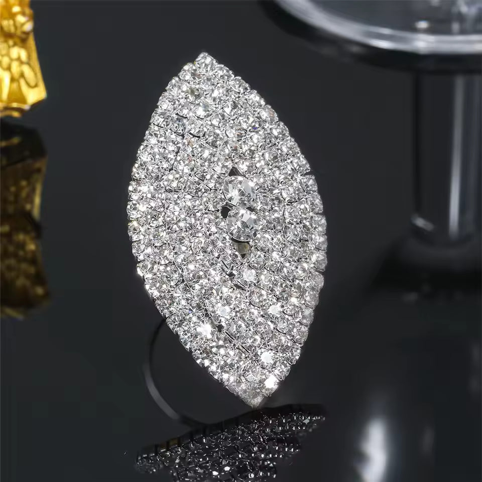 Sparkling Crystal Wedding Rings – Large Fashion Bridal Jewelry for Women